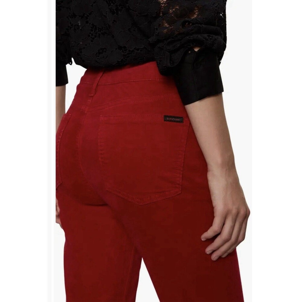 Sanctuary High Waist Velveteen Bootcut Pants Cherry Lacquer Women’s 24 FLAWED - Picture 4 of 16